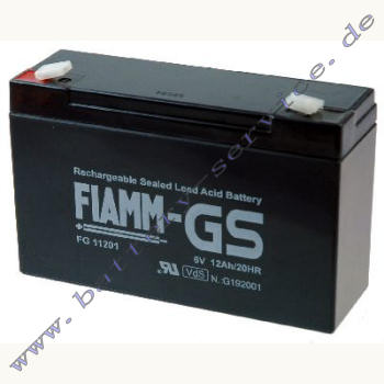 Fiamm FG11201 wartungsfreier Bleiakku 6V 12Ah AGM